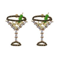 The New Simple Wine Glass Full Diamond Earrings Wild Diamond Earrings Wholesale sku image 1