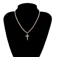 New Simple Item Decorated With Diamond Cross Short Clavicle Necklace Female sku image 2