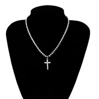 New Simple Item Decorated With Diamond Cross Short Clavicle Necklace Female sku image 1