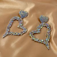New 925 Silver Post Artificial Rhinestone Hollow Love Earrings For Women Wholesale sku image 1