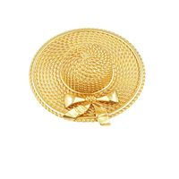Vintage Straw Hat Pearl Leaf Palace Golden Brooch Wholesale sku image 1