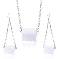 New Fashion Toilet Roll Paper Necklace Toilet Paper Earring Set Wholesale sku image 5
