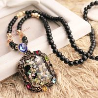 Korean Fashion Colorful Shell Pendant Accessories Crystal Beads Long Necklace Sweater Chain sku image 1