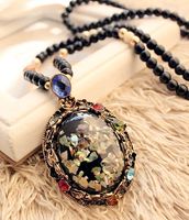 Korean Fashion Colorful Shell Pendant Accessories Crystal Beads Long Necklace Sweater Chain sku image 1