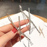 Korean X-shaped Rhinestone Hairpin Crystal Simple Cheap Hairpin Wholesale main image 3