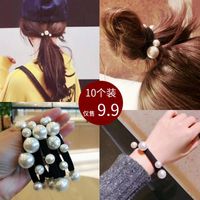 Korean Black Towel Ring Pearl Cheap Scrunchies Wholesale main image 2