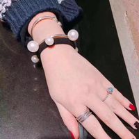 Kostenloser Versand Koreanischer Haarschmuck Schwarzer Handtuch Ring Größe Perle Stretch Gummiband Ball Kopf Artefakt Haars Eil Kopf Ring main image 5