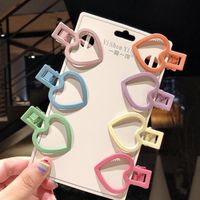 New Fashion Candy Color Word Clip Color Hollow Side Clip Love Heart Cheap Hairpin Wholesale sku image 7