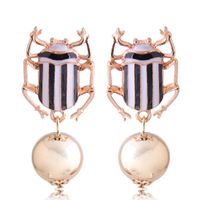 New Fashion Metal Wild Dripping Oil Hit Color Beetle Exaggerated Earrings Wholesale Yiwu main image 2