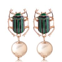 New Fashion Metal Wild Dripping Oil Hit Color Beetle Exaggerated Earrings Wholesale Yiwu main image 3