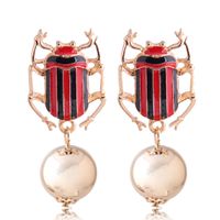 New Fashion Metal Wild Dripping Oil Hit Color Beetle Exaggerated Earrings Wholesale Yiwu main image 5