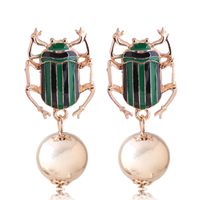 New Fashion Metal Wild Dripping Oil Hit Color Beetle Exaggerated Earrings Wholesale Yiwu sku image 1