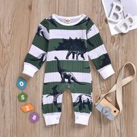 Spring New Dinosaurs Covered With Printed Long-sleeved Dark Buckle Jumpsuit Wholesale main image 2