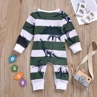 Spring New Dinosaurs Covered With Printed Long-sleeved Dark Buckle Jumpsuit Wholesale main image 3