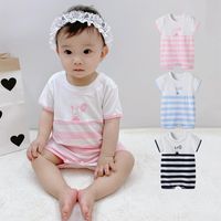 Summer New 0-3 Year Old Baby Cartoon Bunny Balloon Open Shoulder Clothing Wholesale main image 1