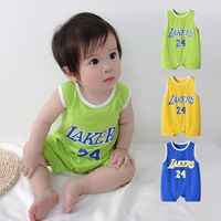 Sommer Baby Ärmellose Weste Kurze Kriechende Jungen Baby Basketball Kleidung Baby Einteilige Neugeborene Sportswear Stram Pler Sommer main image 6