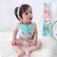 Summer Cotton Jumpsuit 0-6 Months Baby Color Fishtail Printed Vest Wholesale main image 2