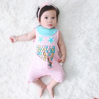 Summer Cotton Jumpsuit 0-6 Months Baby Color Fishtail Printed Vest Wholesale main image 6