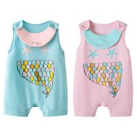 Summer Cotton Jumpsuit 0-6 Months Baby Color Fishtail Printed Vest Wholesale main image 3