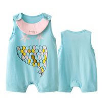 Summer Cotton Jumpsuit 0-6 Months Baby Color Fishtail Printed Vest Wholesale sku image 2