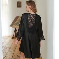 Sexy Pyjamas Damen Morgen Kleid Bademantel Kimono Nachthemd Imitation Seide Home Wear Dünne Eisseide Frühling Und Sommer Neue Single Robe sku image 4