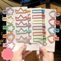 New Fashion Candy Color Word Clip Color Hollow Side Clip Love Heart Cheap Hairpin Wholesale main image 1