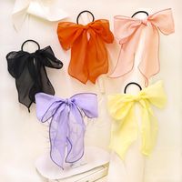 Fashion Jewelry Ribbon Hair Ring New Double-layer Bowknot Large Intestine Circle Lady Lace Horsetail Cloth Head Flower main image 6