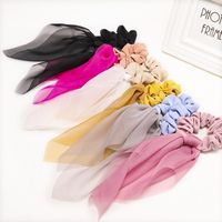 Sweet Solid Color Satin Fabric Streamer Hair Band Chiffon Hair Accessories Plate Hair Large Intestine Hair Rope main image 6