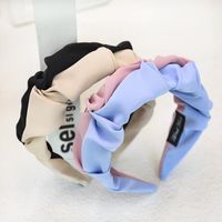 New Fashion Solid Color Color Matching Folds Wide-brimmed Hair Band Wholesale main image 1