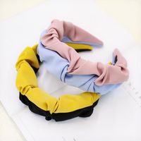 New Fashion Solid Color Color Matching Folds Wide-brimmed Hair Band Wholesale main image 4