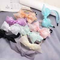 Korean New Style Fashion Silk Yarn Bowknot Wide Mesh Gauze Cheap Headband Wholesale main image 6