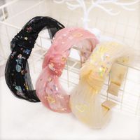 Korean New Fashion Wild Mesh Yarn Sequins Love Knotted Headband Lace Cheap Headband Wholesale main image 1