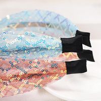 Korean New Fashion Hair Accessories Lace Mesh Yarn Sequin Headband Cheap Headband Wholesale main image 5