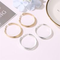 New Fashion Exaggerated Geometric Multi-layer Large Circle Earrings Simple Three-layer Cross Earrings For Women Wholesale main image 3