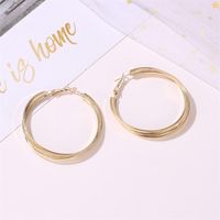 New Fashion Exaggerated Geometric Multi-layer Large Circle Earrings Simple Three-layer Cross Earrings For Women Wholesale main image 4