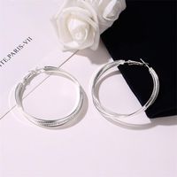 New Fashion Exaggerated Geometric Multi-layer Large Circle Earrings Simple Three-layer Cross Earrings For Women Wholesale main image 5