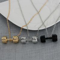 New Fashion Fitness Necklace Sports Barbell Pendant Necklace Clavicle Chain Wholesale main image 1