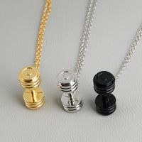 New Fashion Fitness Necklace Sports Barbell Pendant Necklace Clavicle Chain Wholesale main image 5