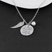 New Fashion Round Wings Pendant Necklace A Piece Of My Heart In Heaven Necklace main image 3