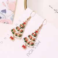 New Fashion Christmas Color Cute Dripping Oil Christmas Tree Earring Necklace Set Wholesale main image 5