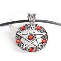 New Fashion Retro Satan Logo Pentagram Diamond Pendant Necklace main image 2