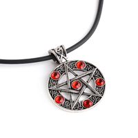New Fashion Retro Satan Logo Pentagram Diamond Pendant Necklace main image 4