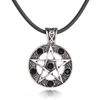New Fashion Retro Satan Logo Pentagram Diamond Pendant Necklace main image 5