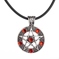 New Fashion Retro Satan Logo Pentagram Diamond Pendant Necklace main image 6