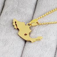 New Fashion Map Shape Pendant Necklace Clavicle Chain Simple Mexico Map Sweater Chain Necklace main image 4