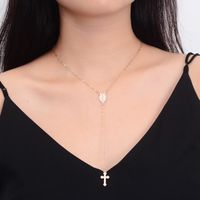 New Fashion Cross Necklace Women&#39;s Clavicle Chain Jesus Easter Jewelry Sexy Tassel Pendant main image 1