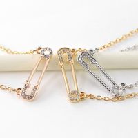 New Fashion Letter Uo Necklace Wild Hollow Diamond Pin Pendant Necklace Wholesale main image 3