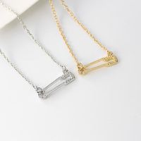 New Fashion Letter Uo Necklace Wild Hollow Diamond Pin Pendant Necklace Wholesale main image 6