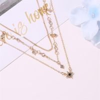 New Necklace Three-layer Six-pointed Star Pendant Necklace Clavicle Chain Geometric Diamond Star Multi-layer Alloy Necklace main image 3