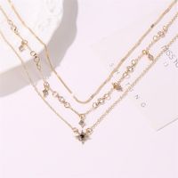 New Necklace Three-layer Six-pointed Star Pendant Necklace Clavicle Chain Geometric Diamond Star Multi-layer Alloy Necklace main image 4